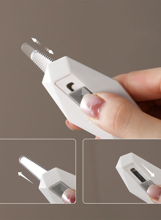 هومستر مقص مغناطيسي أبيض فاخر - مفتوح عبوة مضاد للالتصاق مع سكين تلقائي قابل للسحب | سكين مصغر محمول للاستخدام المنزلي/المكتبي/للشحن | بناء متين من ABS + الفولاذ المقاوم للصدأ | امتصاص مغناطيسي قوي للاستخدام بدون أيدي | أداة قطع آمنة وسهلة الاستخدام - Image 5